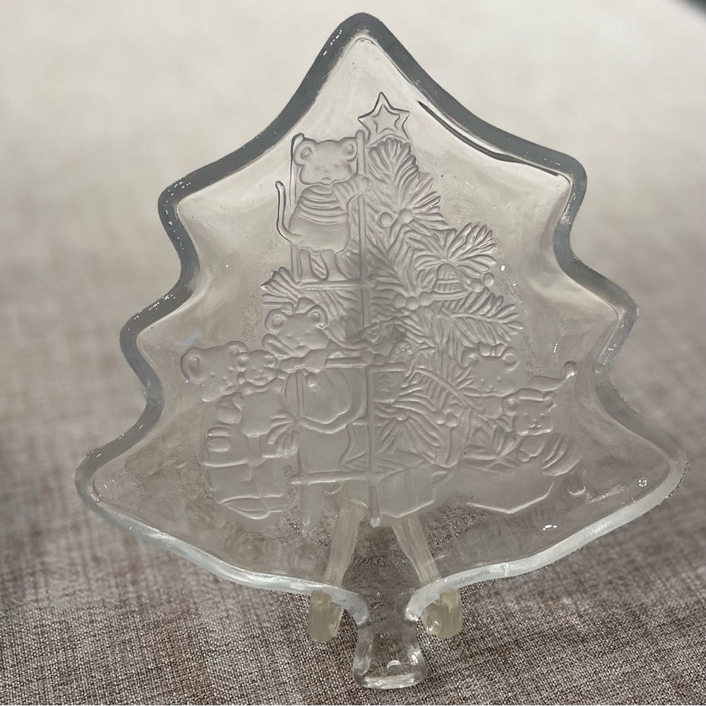 Glass Christmas Tree Candy Dish